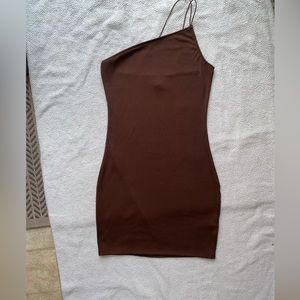 Brown Off-the-shoulder Mini Dress | H&M | Size: S
